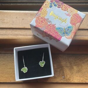 NIB peridot stone earrings on sterling silver hooks, Ringcrush brand.
